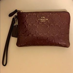 Coach maroon glitter wristlet